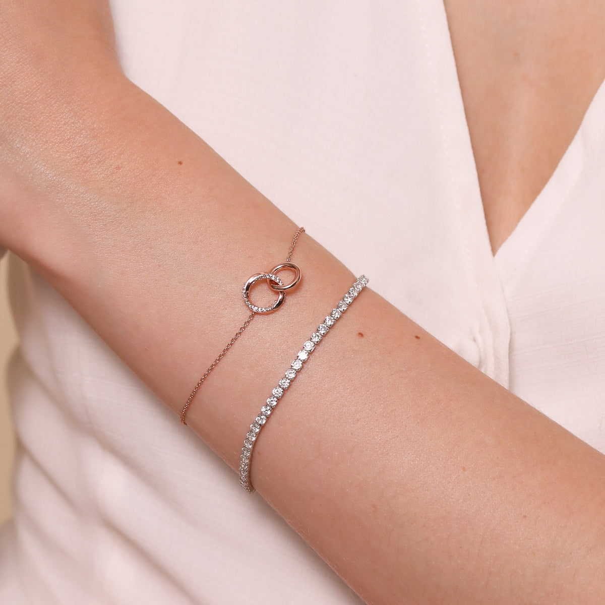 18k Rose Gold Plated Jewellery - Orbit Crystal Bracelet in Rose Gold - Chain Bracelet - Astrid &amp; Miyu