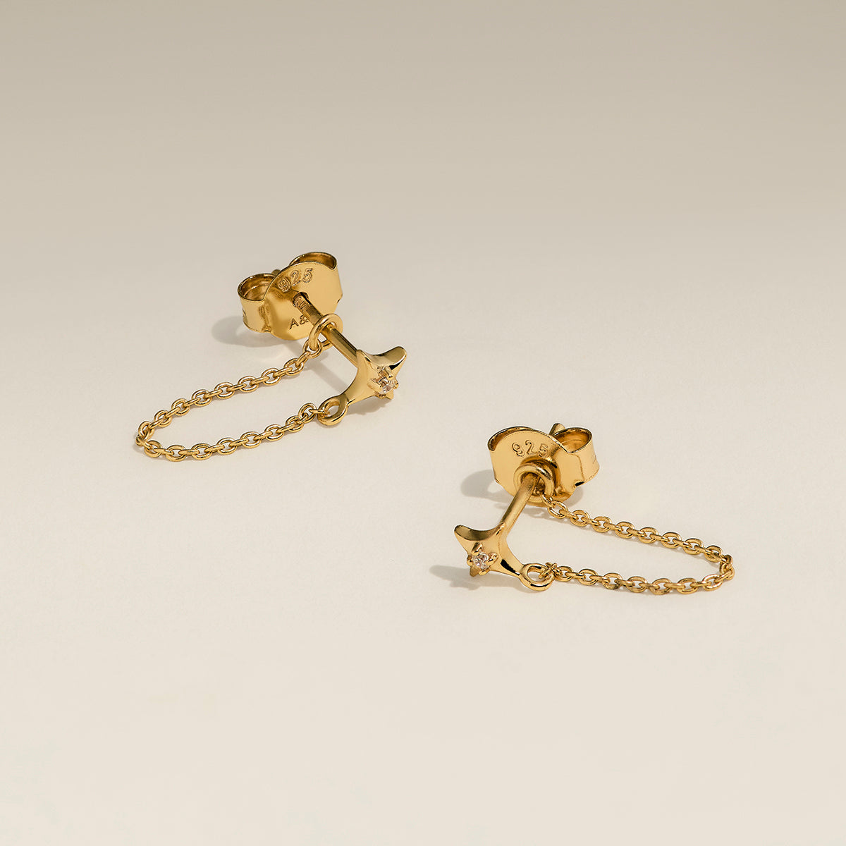 Cosmic Star Chain Stud Earrings in Gold-Astrid &amp; Miyu