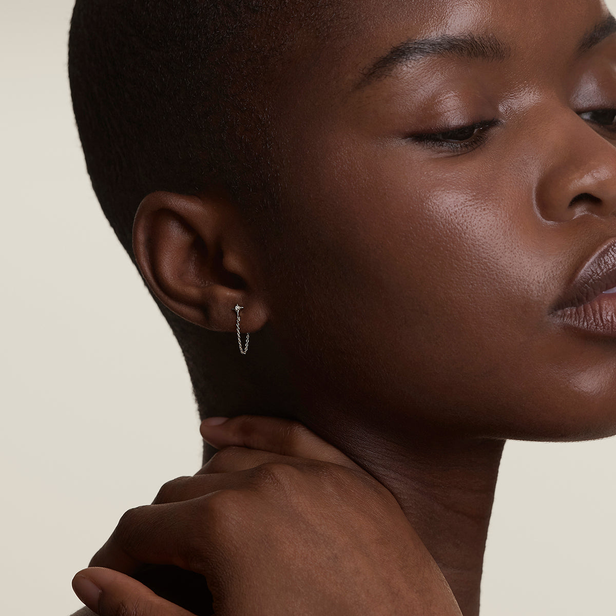 Cosmic Star Chain Stud Earrings in Silver-Astrid &amp; Miyu