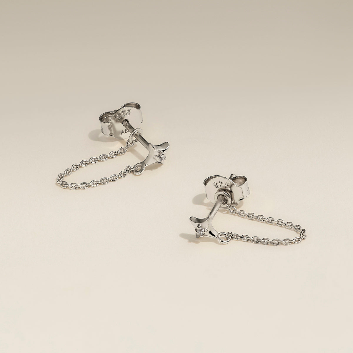 Cosmic Star Chain Stud Earrings in Silver-Astrid &amp; Miyu