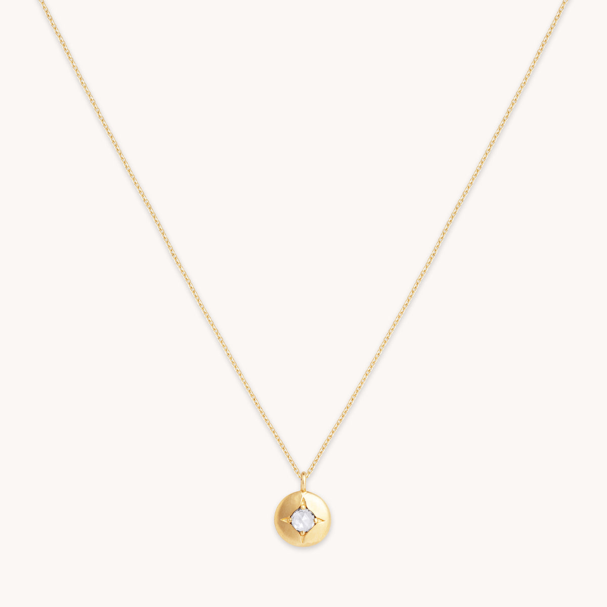 April White Topaz - April Topaz Birthstone Necklace in Solid Gold - Pendant Necklace - Astrid &amp; Miyu