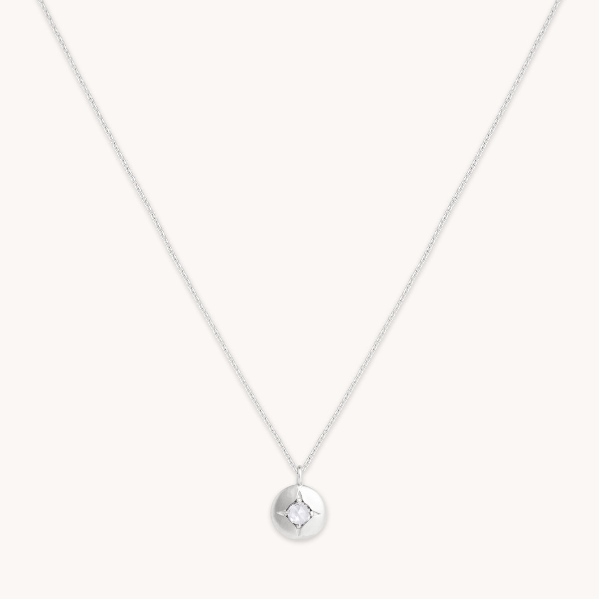 April White Topaz - April White Topaz Birthstone Necklace in Solid White Gold - Pendant Necklace - Astrid &amp; Miyu