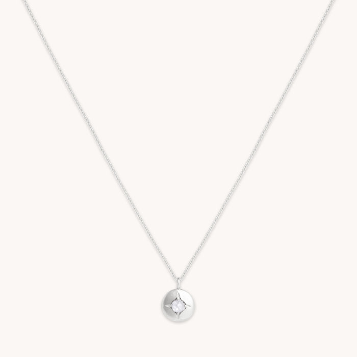 April White Topaz - April White Topaz Birthstone Necklace in Solid White Gold - Pendant Necklace - Astrid &amp; Miyu