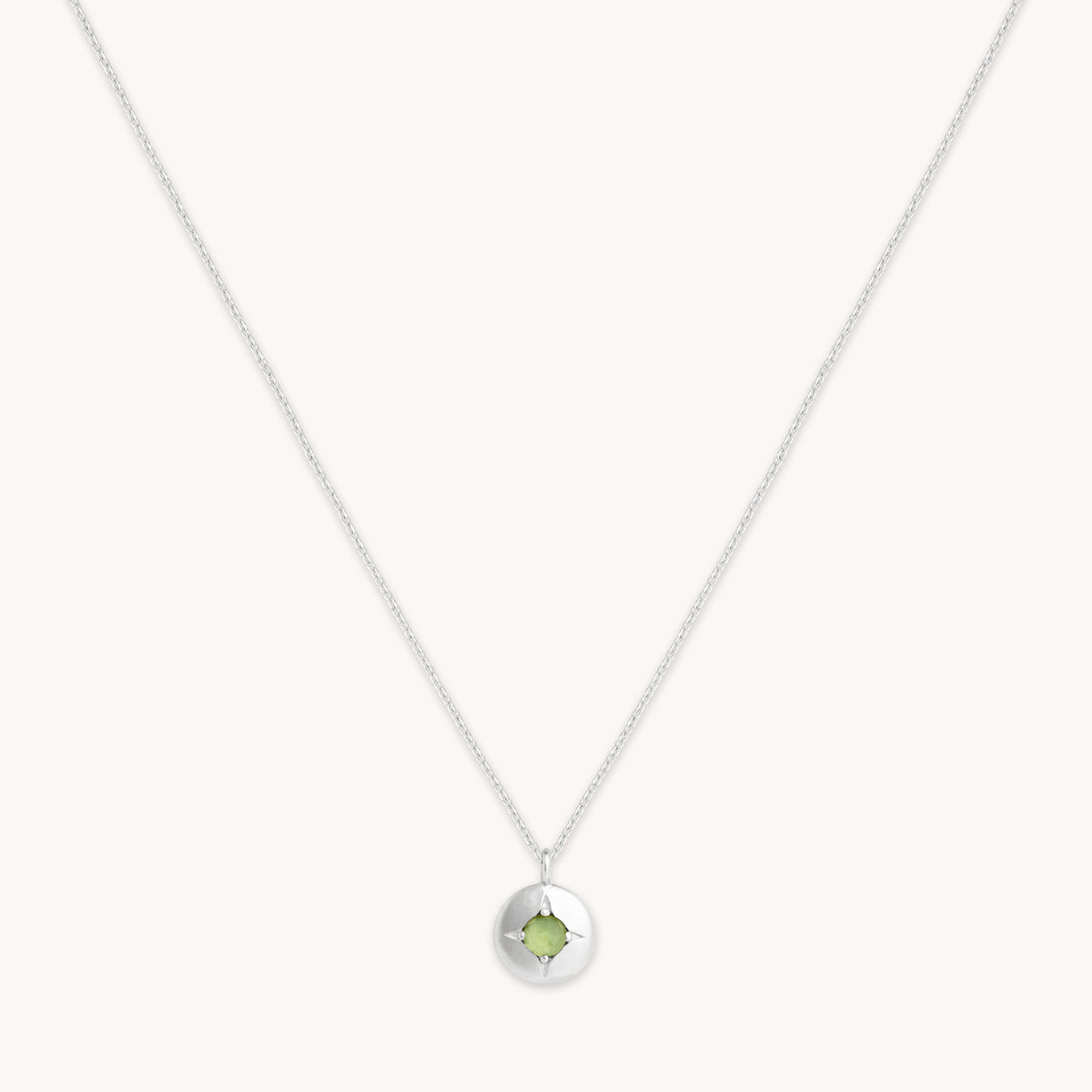 August Peridot - August Peridot Birthstone Necklace in Solid White Gold - Pendant Necklace - Astrid &amp; Miyu