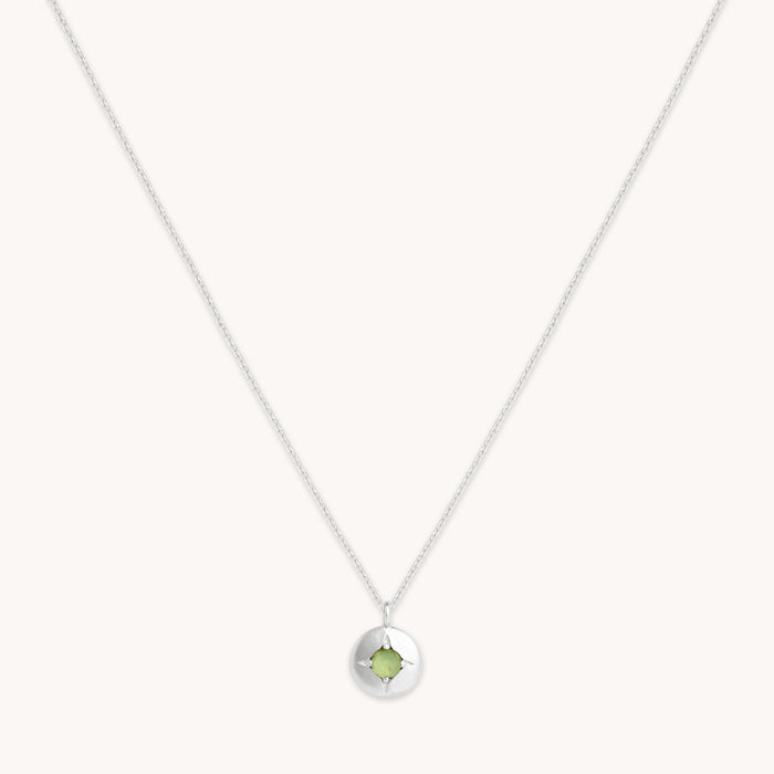 August Peridot - August Peridot Birthstone Necklace in Solid White Gold - Pendant Necklace - Astrid &amp; Miyu