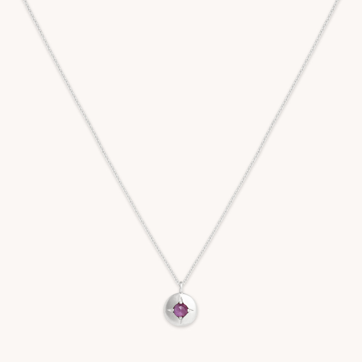 Birthstone Necklaces - February Amethyst Birthstone Necklace in Solid White Gold - Pendant Necklace - Astrid &amp; Miyu