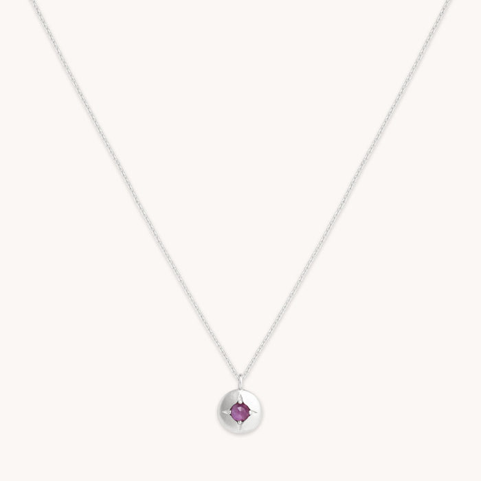 Birthstone Necklaces - February Amethyst Birthstone Necklace in Solid White Gold - Pendant Necklace - Astrid &amp; Miyu