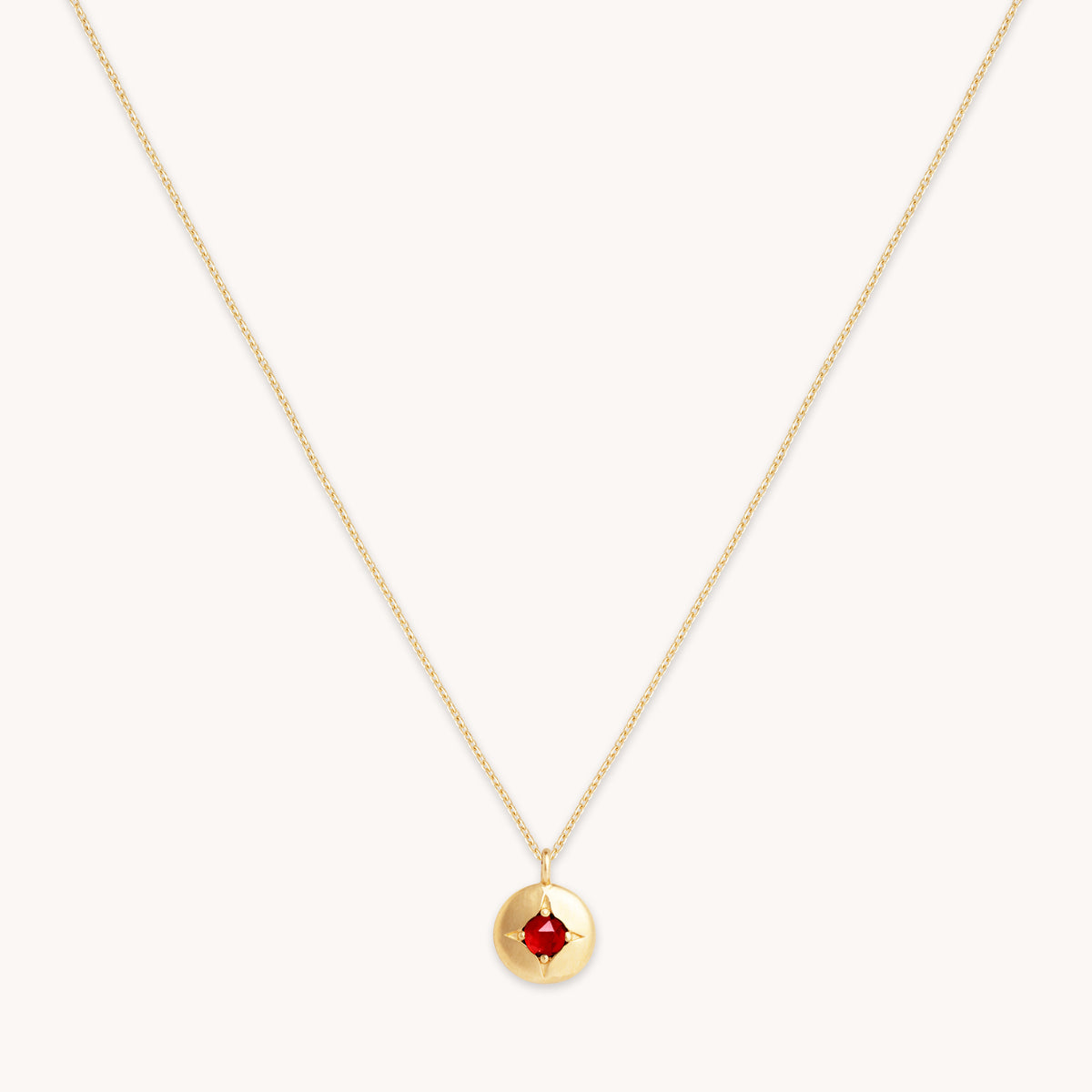 Birthstone Jewellery - January Garnet Birthstone Necklace in Solid Gold - Pendant Necklace - Astrid &amp; Miyu