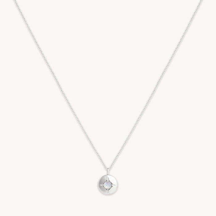 Gemstone Jewellery - June Moonstone Birthstone Necklace in Solid White Gold - Pendant Necklace - Astrid &amp; Miyu