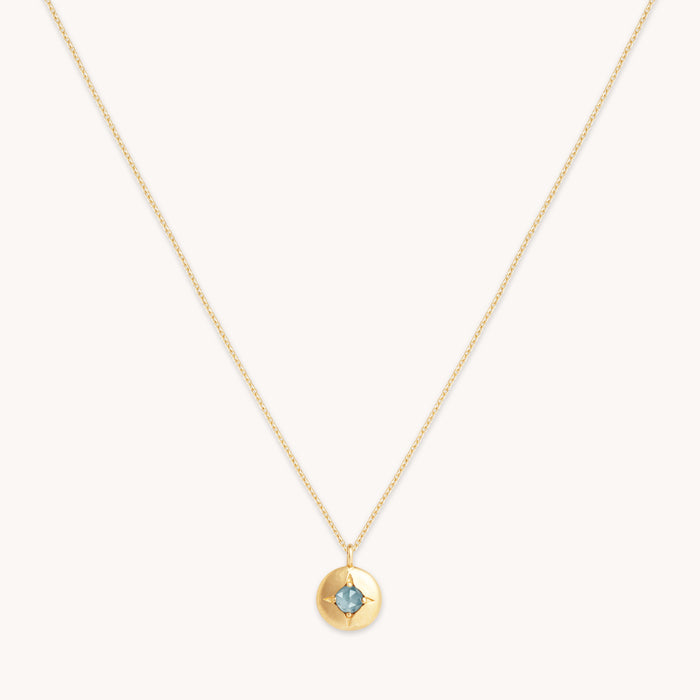 Birthstone Jewellery - March Aquamarine Birthstone Necklace in Solid Gold - Pendant Necklace - Astrid &amp; Miyu