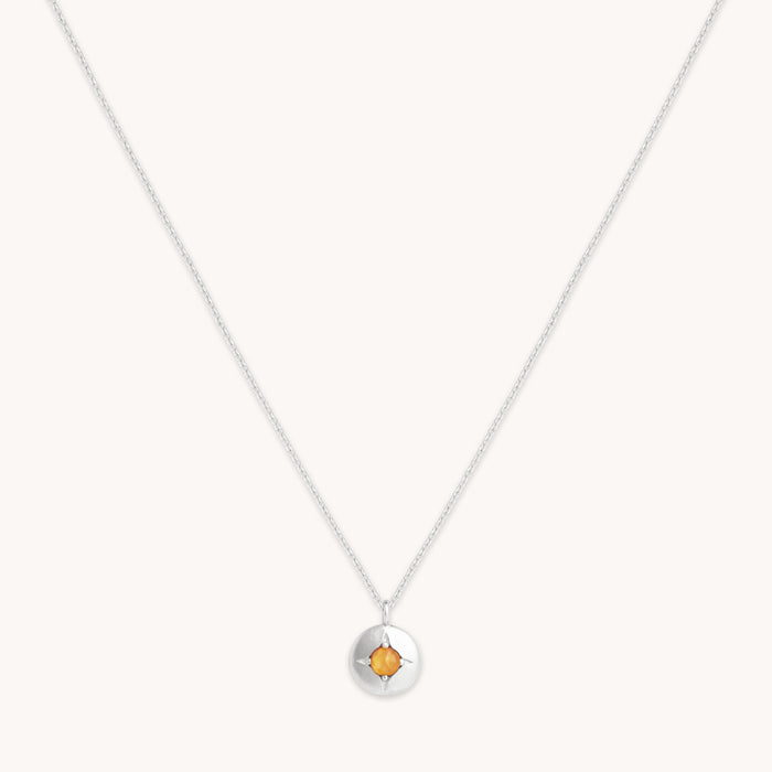 Gemstone Jewellery - November Citrine Birthstone Necklace in Solid White Gold - Pendant Necklace - Astrid &amp; Miyu