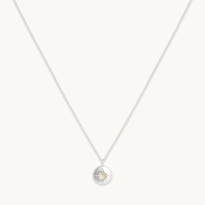 Birthstone Jewellery - October Opal Birthstone Necklace in Solid White Gold - Pendant Necklace - Astrid &amp; Miyu
