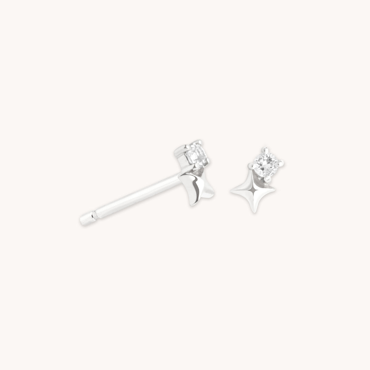 April White Topaz - April White Topaz Birthstone Earrings in Solid White Gold - Stud Earrings - Astrid &amp; Miyu