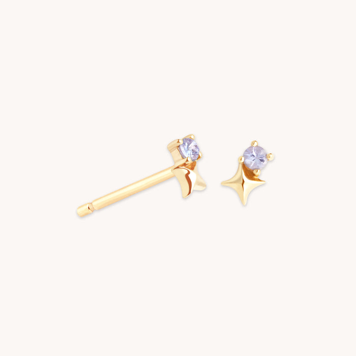 Birthstone Earrings - December Tanzanite Birthstone Earrings in Solid Gold - Stud Earrings - Astrid &amp; Miyu