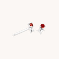 Birthstone Earrings - January Garnet Birthstone Earrings in Solid White Gold - Stud Earrings - Astrid &amp; Miyu