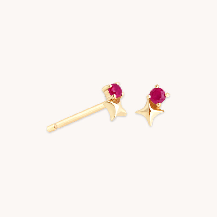 Birthstone Earrings - July Ruby Birthstone Earrings in Solid Gold - Stud Earrings - Astrid &amp; Miyu