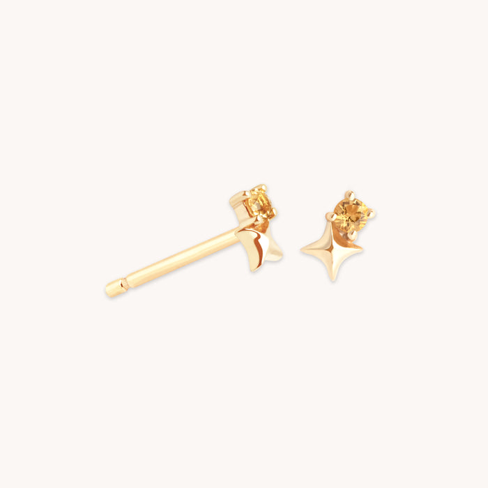 Birthstone Earrings - November Citrine Birthstone Earrings in Solid Gold - Stud Earrings - Astrid &amp; Miyu