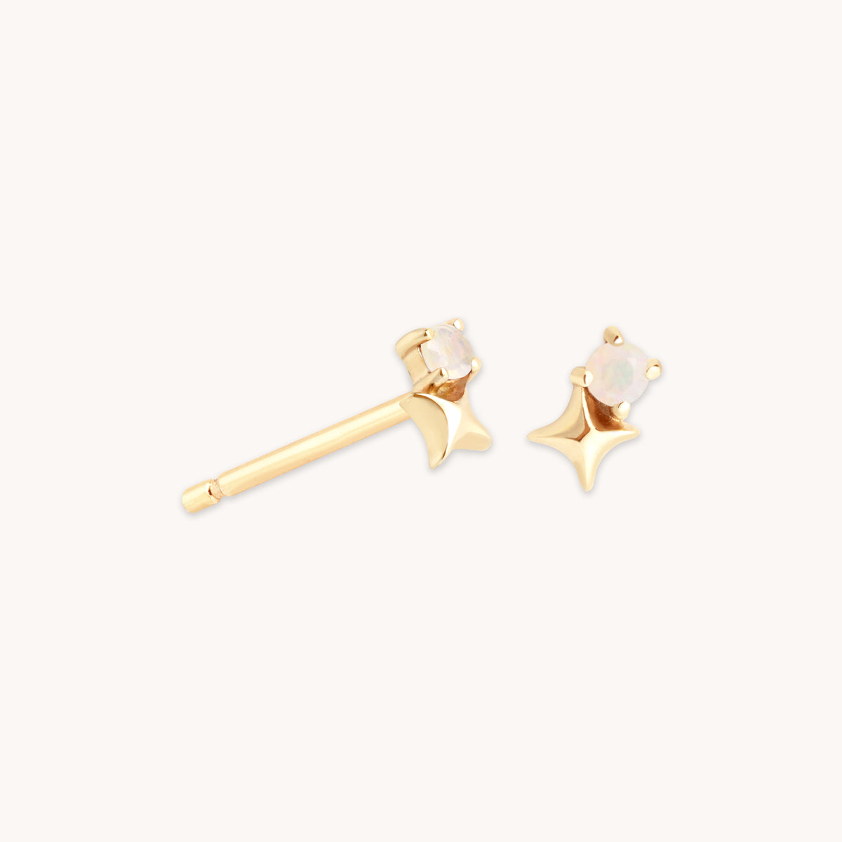Birthstone Earrings - October Opal Birthstone Earrings in Solid Gold - Stud Earrings - Astrid &amp; Miyu