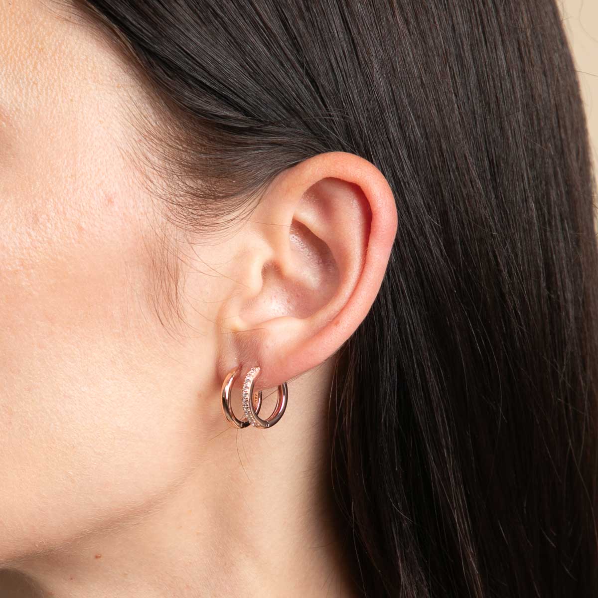 18k Rose Gold Plated Jewellery - Essential Crystal Small Hoops in Rose Gold - Hoop Earrings - Astrid &amp; Miyu