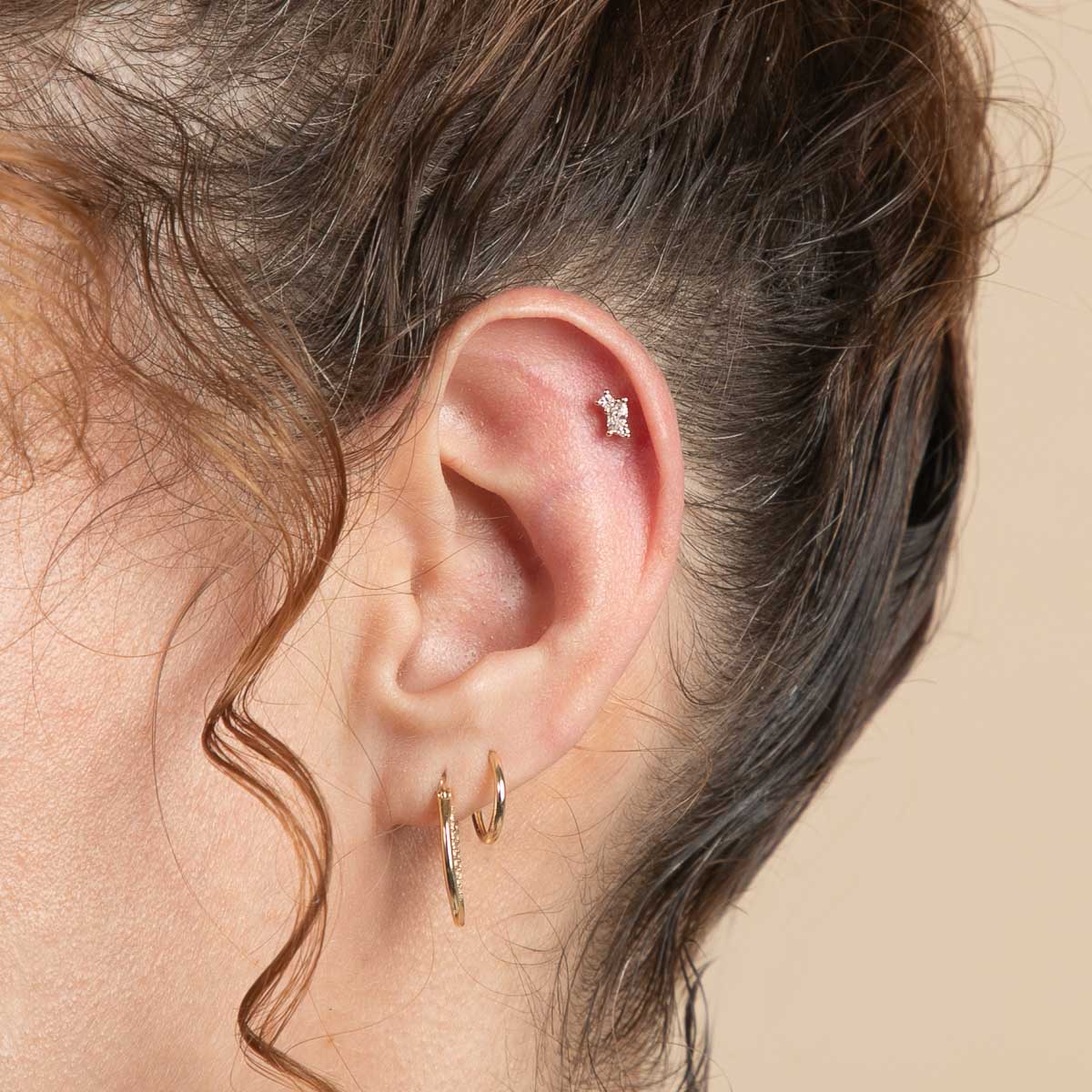Diamond Marquise Cluster Piercing Stud in Solid Gold-Astrid &amp; Miyu