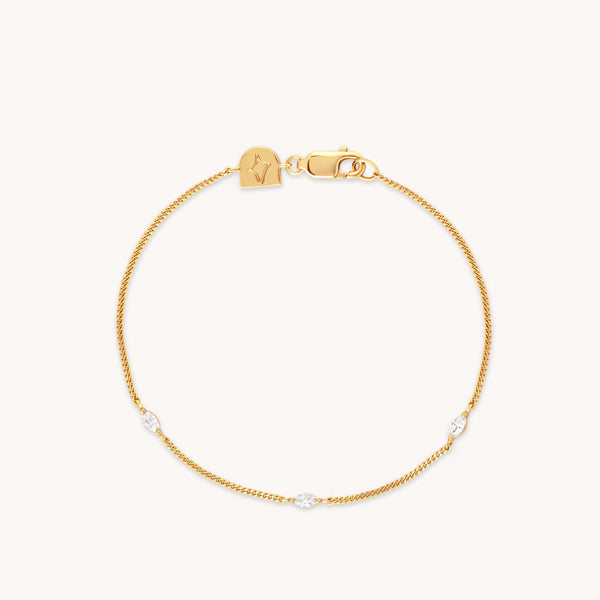 18k Gold Plated Jewellery - Navette Crystal Bracelet in Gold - Charm Bracelet - Astrid &amp; Miyu