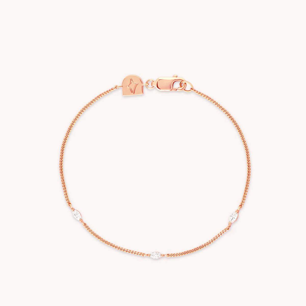 18k Rose Gold Plated Jewellery - Navette Crystal Bracelet in Rose Gold - Charm Bracelet - Astrid &amp; Miyu