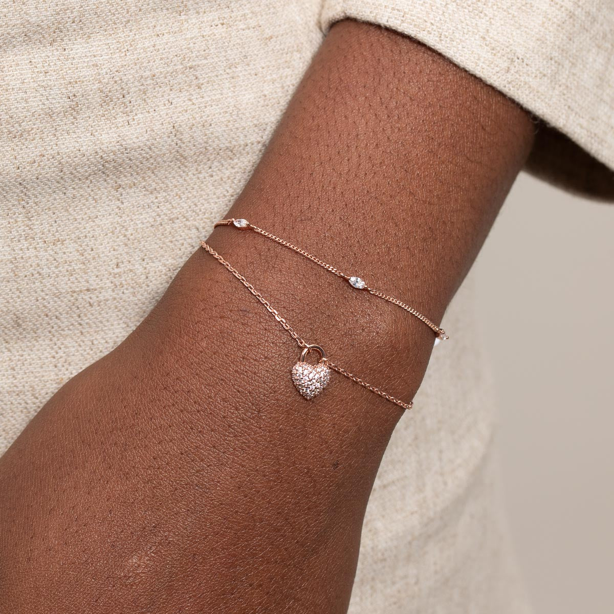 18k Rose Gold Plated Jewellery - Navette Crystal Bracelet in Rose Gold - Charm Bracelet - Astrid &amp; Miyu
