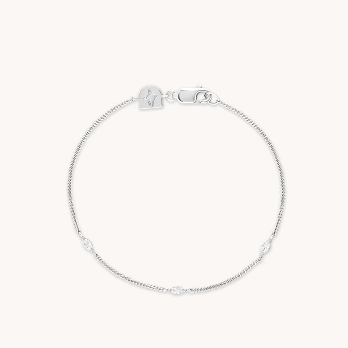Bracelets - Navette Crystal Bracelet in Silver - Charm Bracelet - Astrid &amp; Miyu