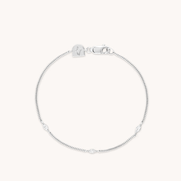 Bracelets - Navette Crystal Bracelet in Silver - Charm Bracelet - Astrid &amp; Miyu
