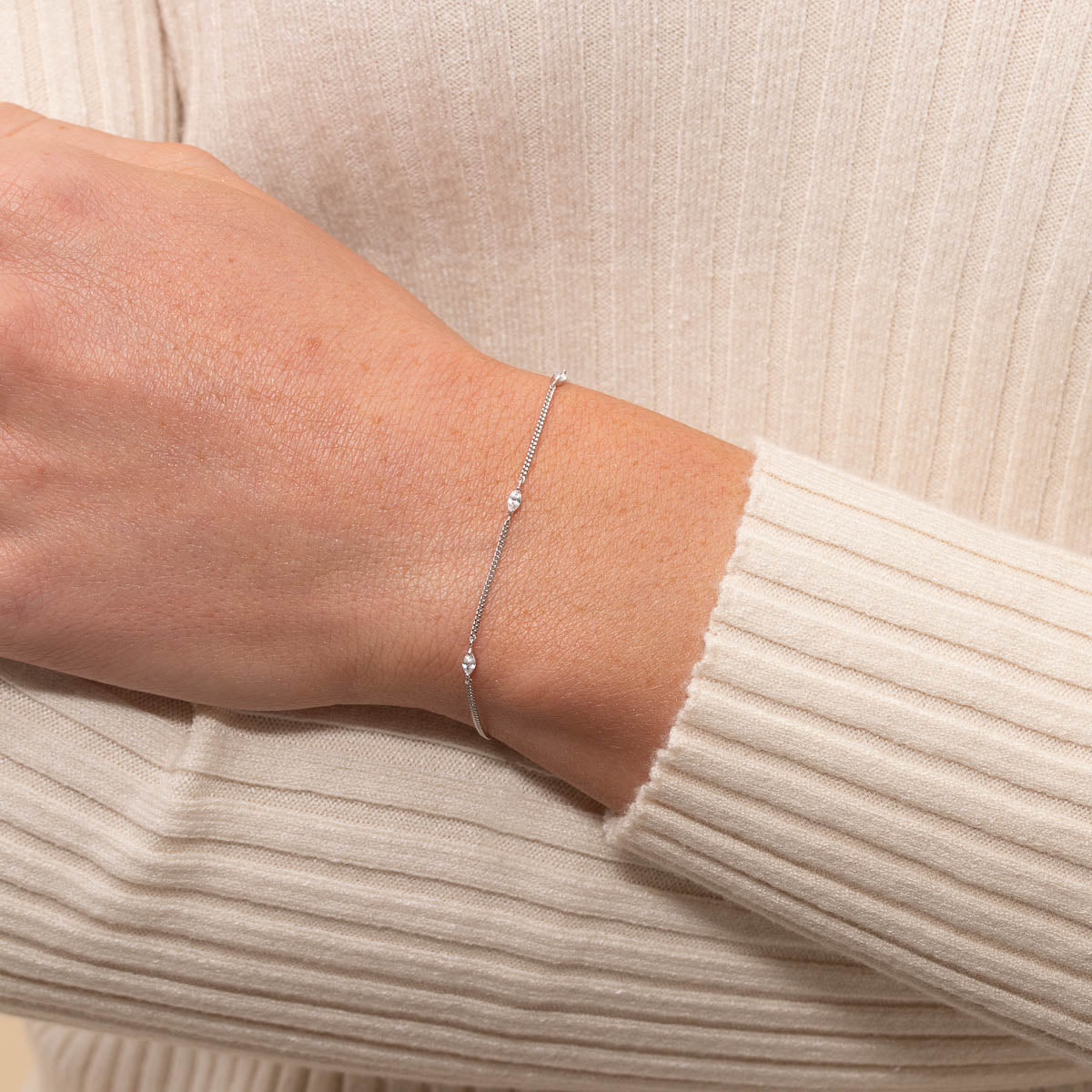 Bracelets - Navette Crystal Bracelet in Silver - Charm Bracelet - Astrid &amp; Miyu
