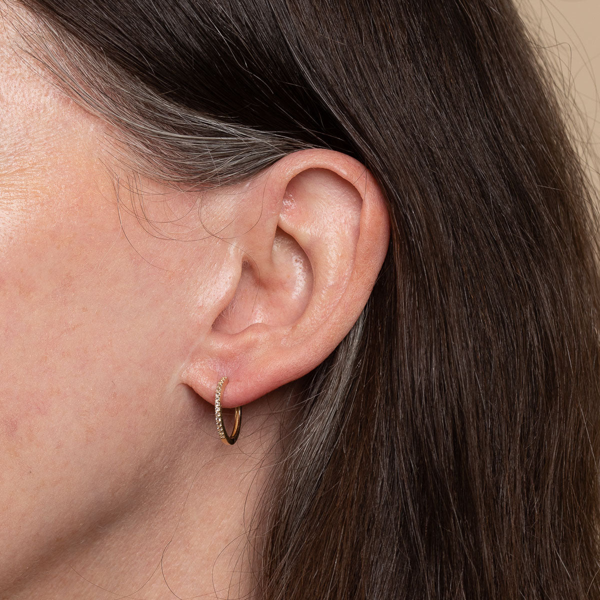 April White Topaz - Topaz 12mm Hoops in Solid Gold - Hoop Earrings - Astrid &amp; Miyu