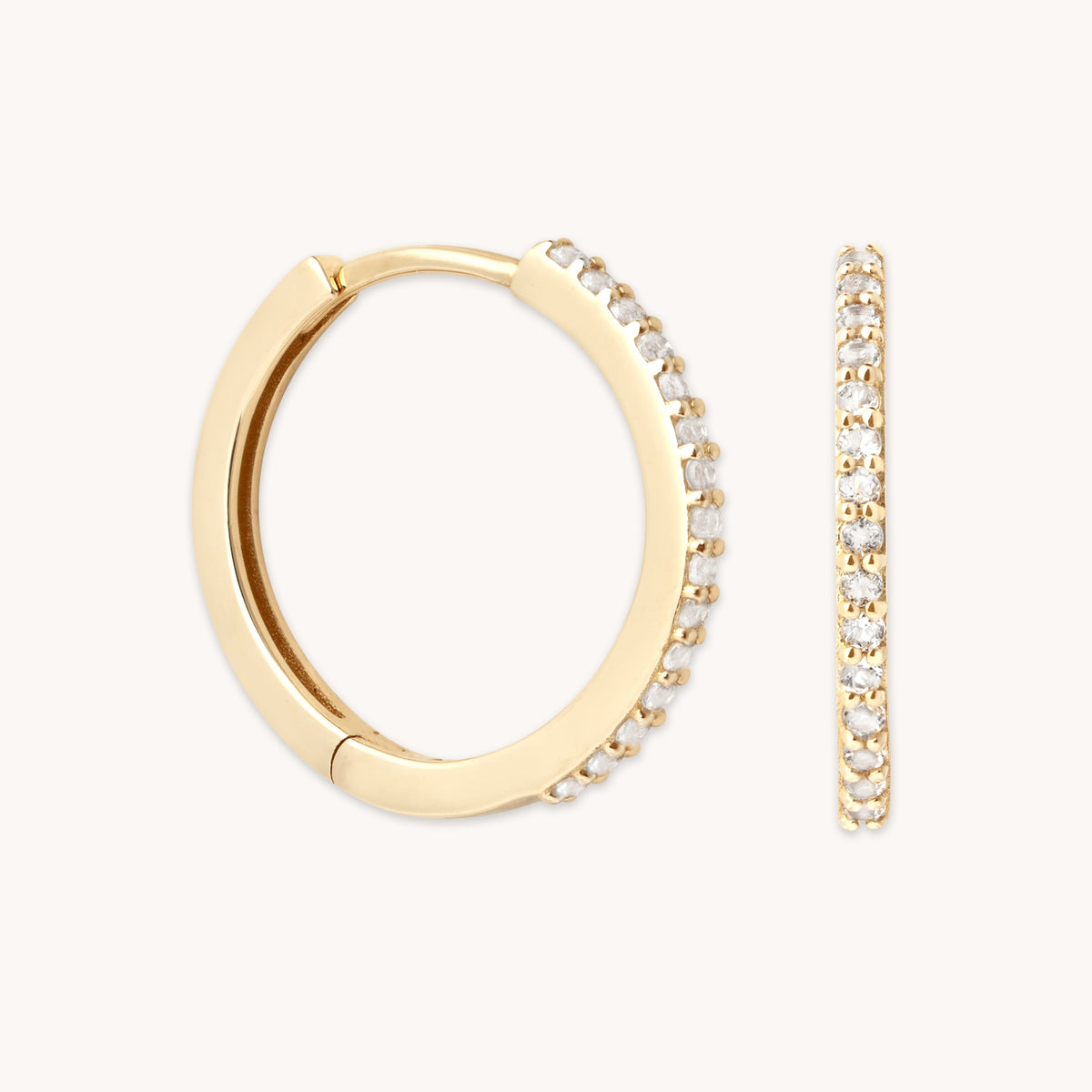 April White Topaz - Topaz 12mm Hoops in Solid Gold - Hoop Earrings - Astrid &amp; Miyu