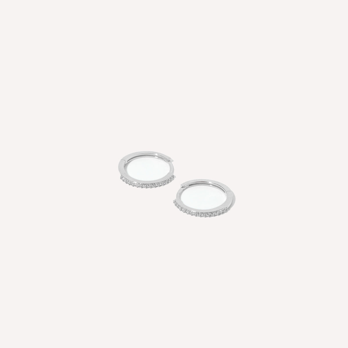 April White Topaz - Topaz 12mm Hoops in Solid White Gold - Hoop Earrings - Astrid &amp; Miyu