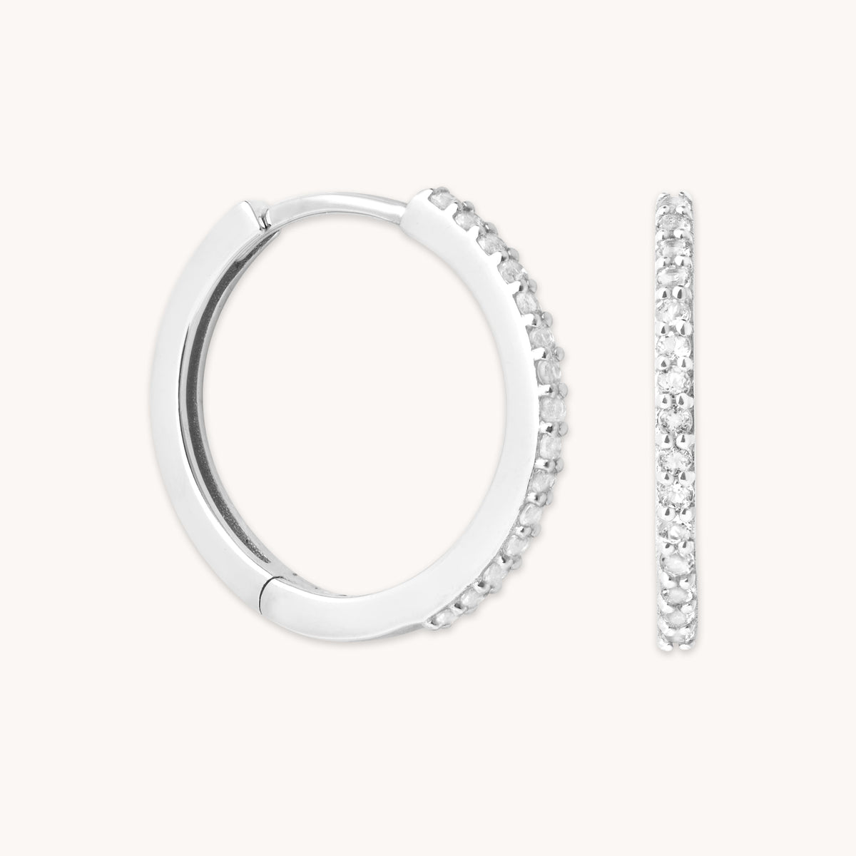 April White Topaz - Topaz 12mm Hoops in Solid White Gold - Hoop Earrings - Astrid &amp; Miyu