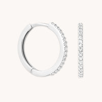 April White Topaz - Topaz 12mm Hoops in Solid White Gold - Hoop Earrings - Astrid &amp; Miyu