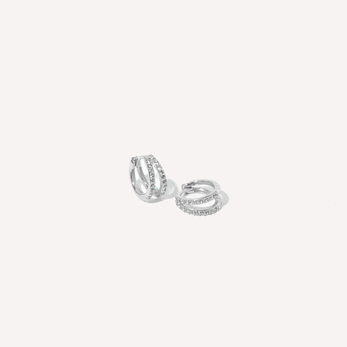April White Topaz - Illusion Topaz Huggies in Solid White Gold - Hoop Earrings - Astrid &amp; Miyu