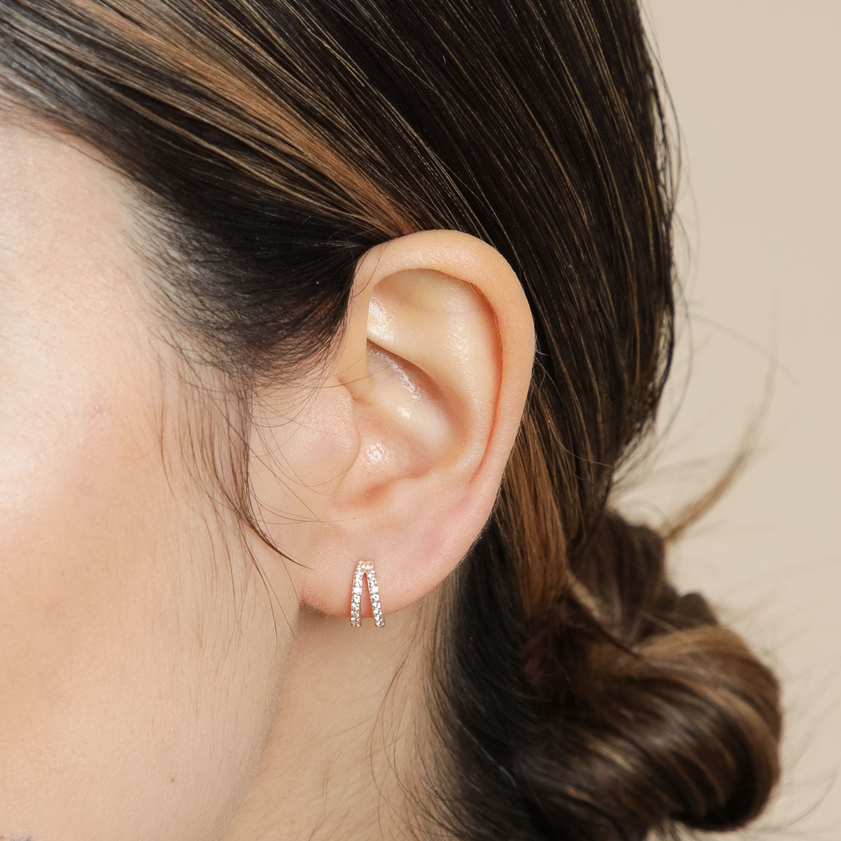 April White Topaz - Illusion Topaz Huggies in Solid White Gold - Hoop Earrings - Astrid &amp; Miyu
