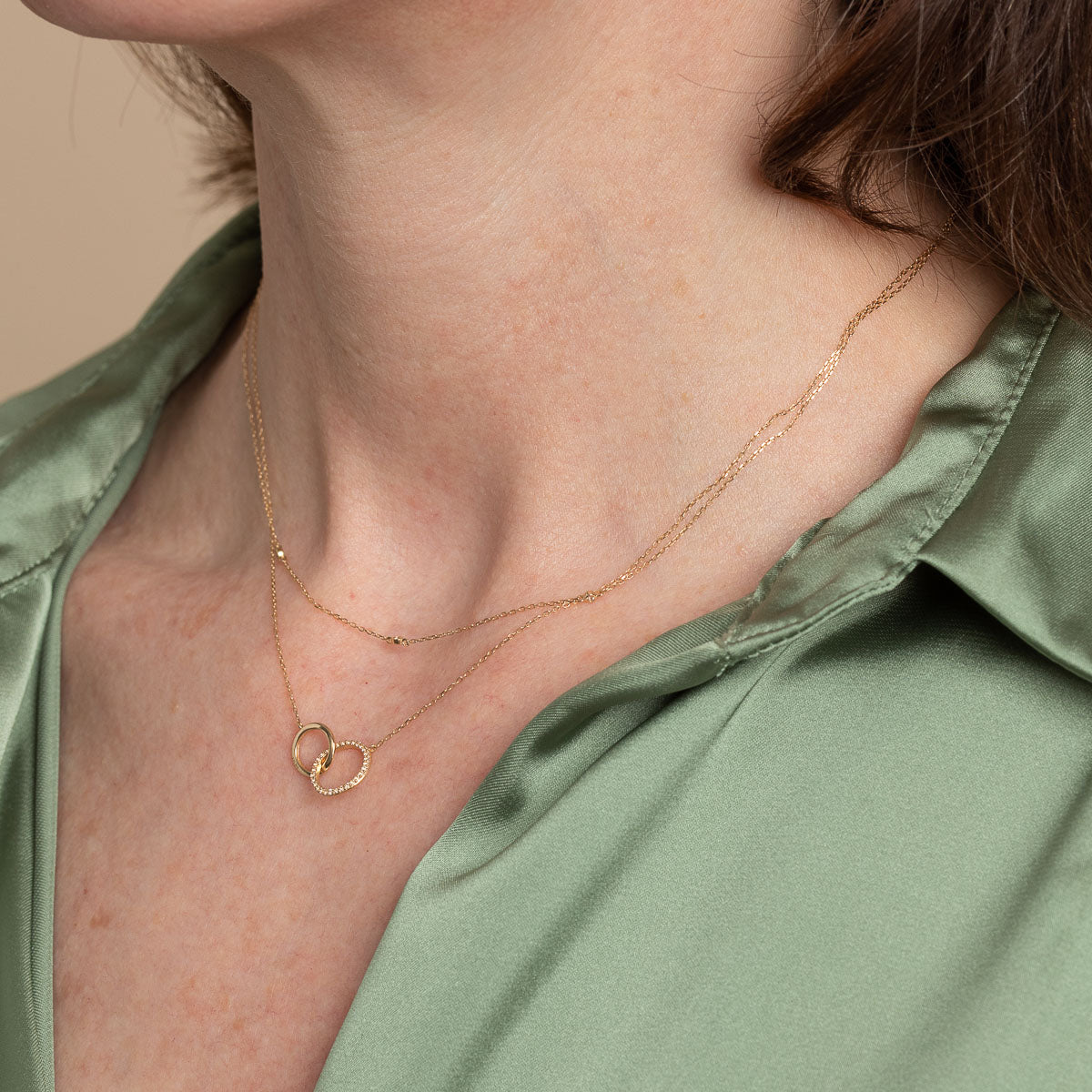 April White Topaz - Orbit Topaz Necklace in Solid Gold - Pendant Necklace - Astrid &amp; Miyu