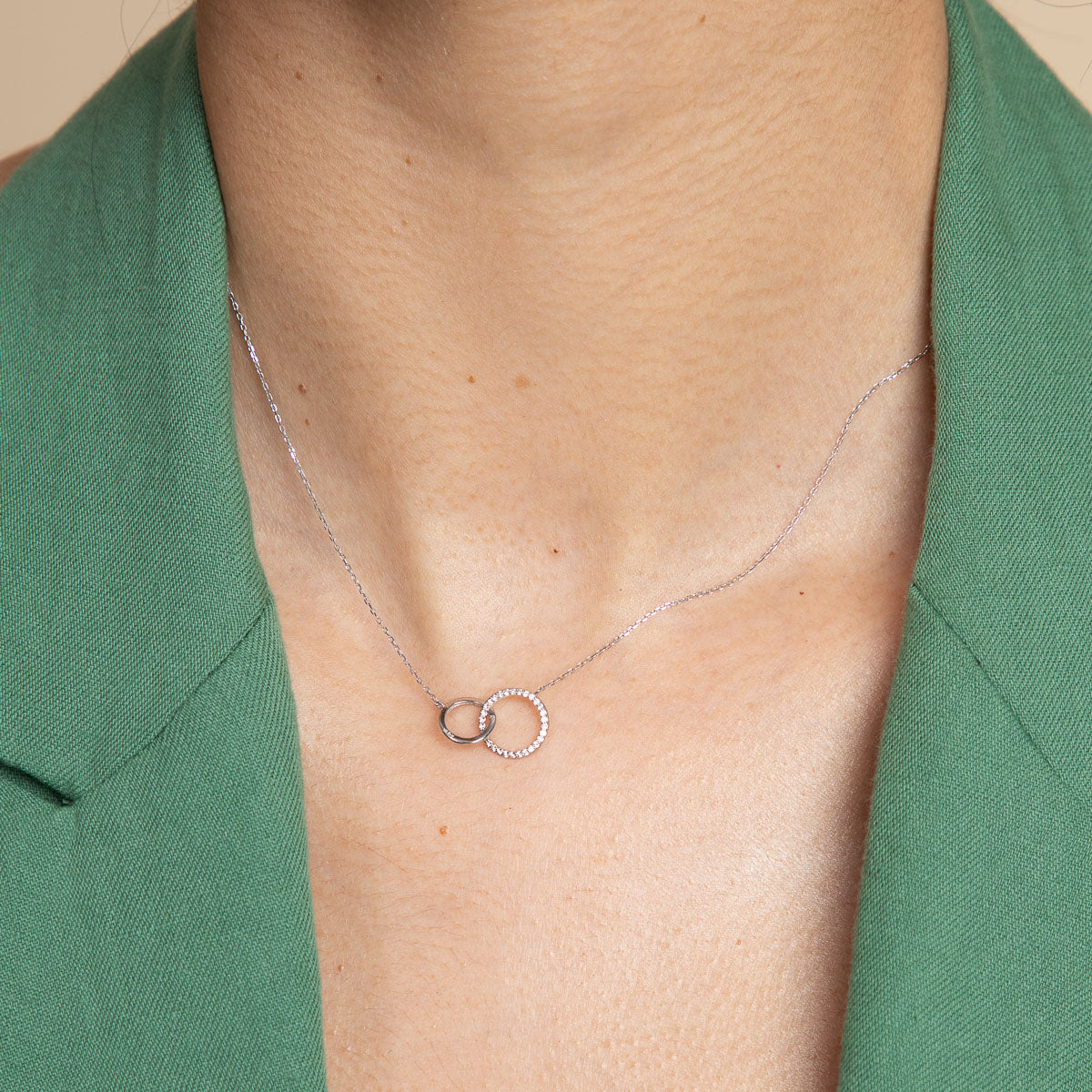 April White Topaz - Orbit Topaz Necklace in Solid White Gold - Pendant Necklace - Astrid &amp; Miyu