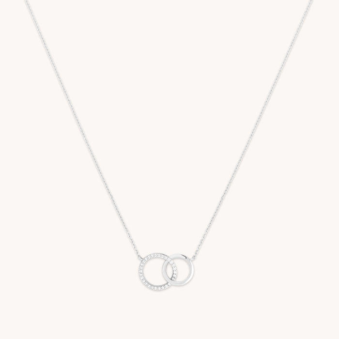 April White Topaz - Orbit Topaz Necklace in Solid White Gold - Pendant Necklace - Astrid &amp; Miyu