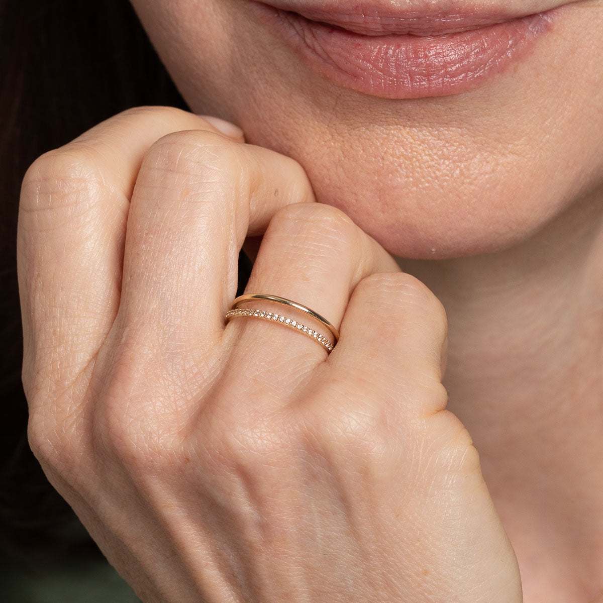 April White Topaz - Illusion Topaz Band Ring in Solid Gold - Rings - Astrid &amp; Miyu