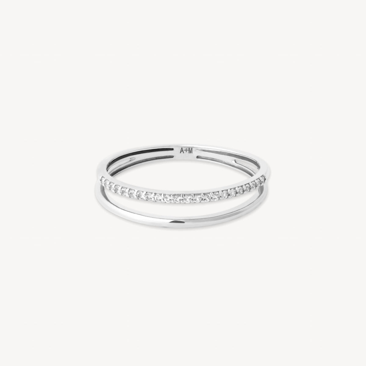 April White Topaz - Illusion Topaz Band Ring in Solid White Gold - Rings - Astrid &amp; Miyu