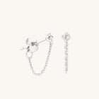 April White Topaz - Topaz Chain Stud Earrings in Solid White Gold - Stud Earrings - Astrid &amp; Miyu