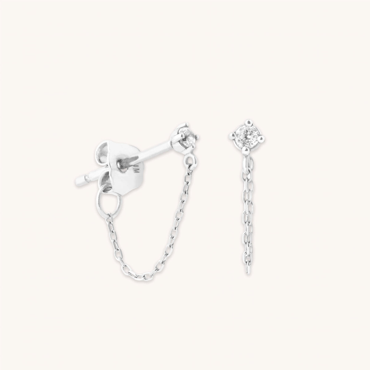 April White Topaz - Topaz Chain Stud Earrings in Solid White Gold - Stud Earrings - Astrid &amp; Miyu