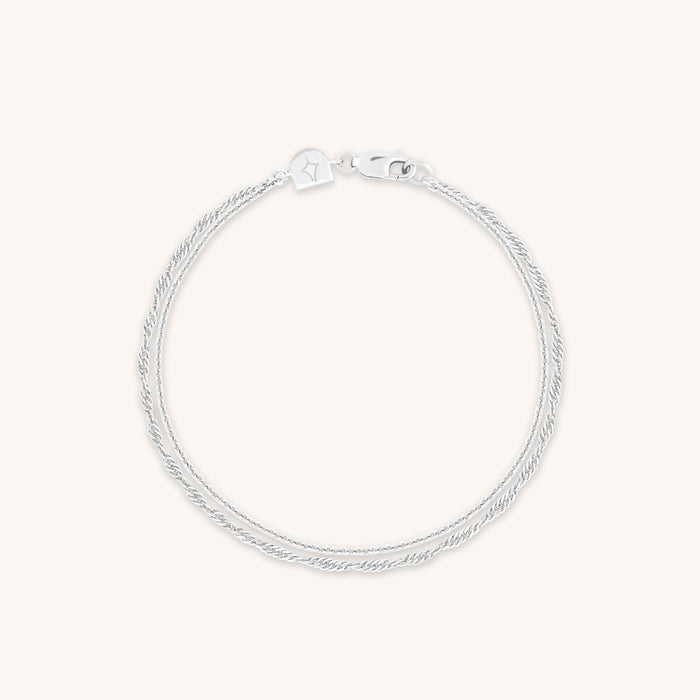 Bracelets - Illusion Twist Double Chain Bracelet in Silver - Chain Bracelet - Astrid &amp; Miyu