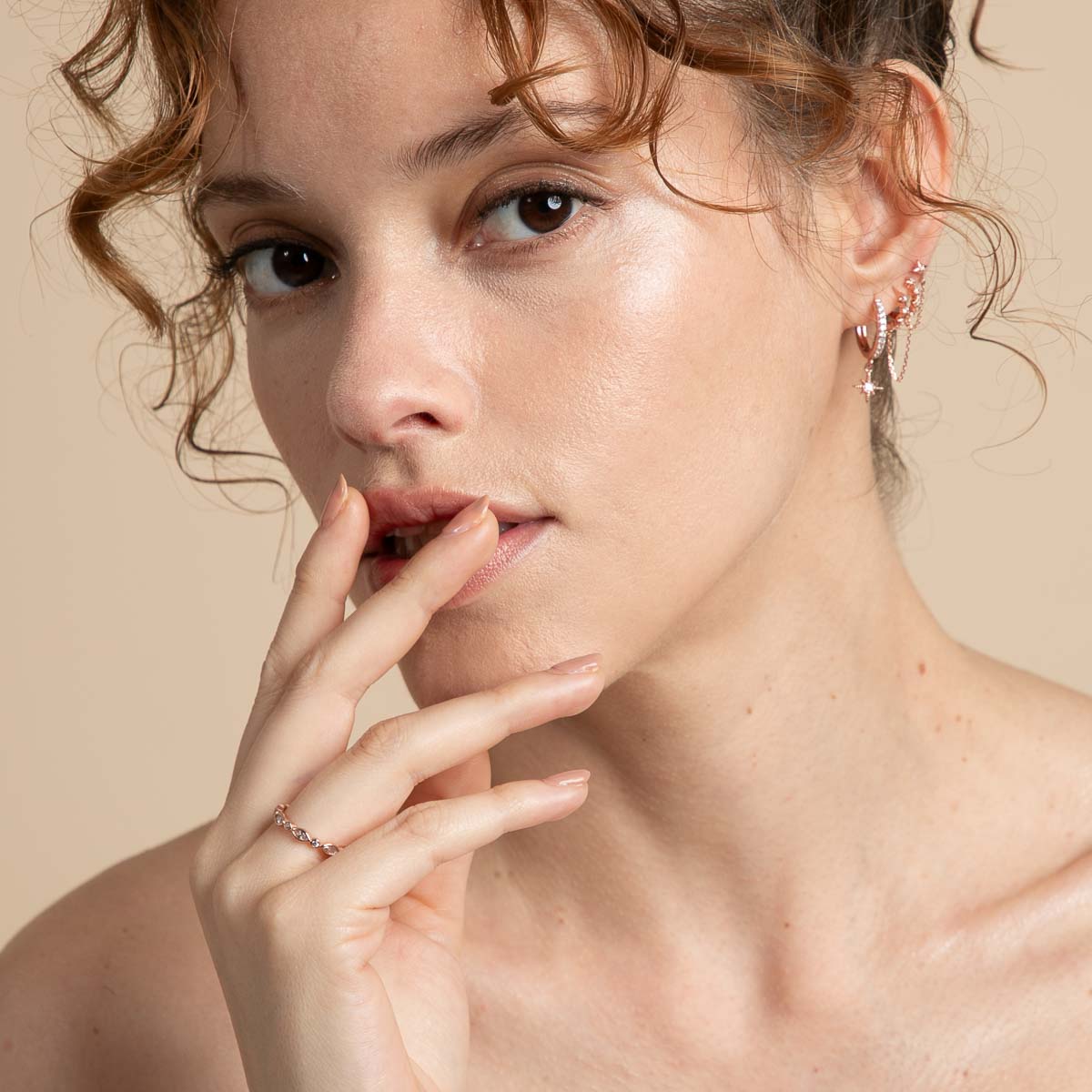 18k Rose Gold Plated Jewellery - Navette Crystal Band Ring in Rose Gold - Band Ring - Astrid &amp; Miyu