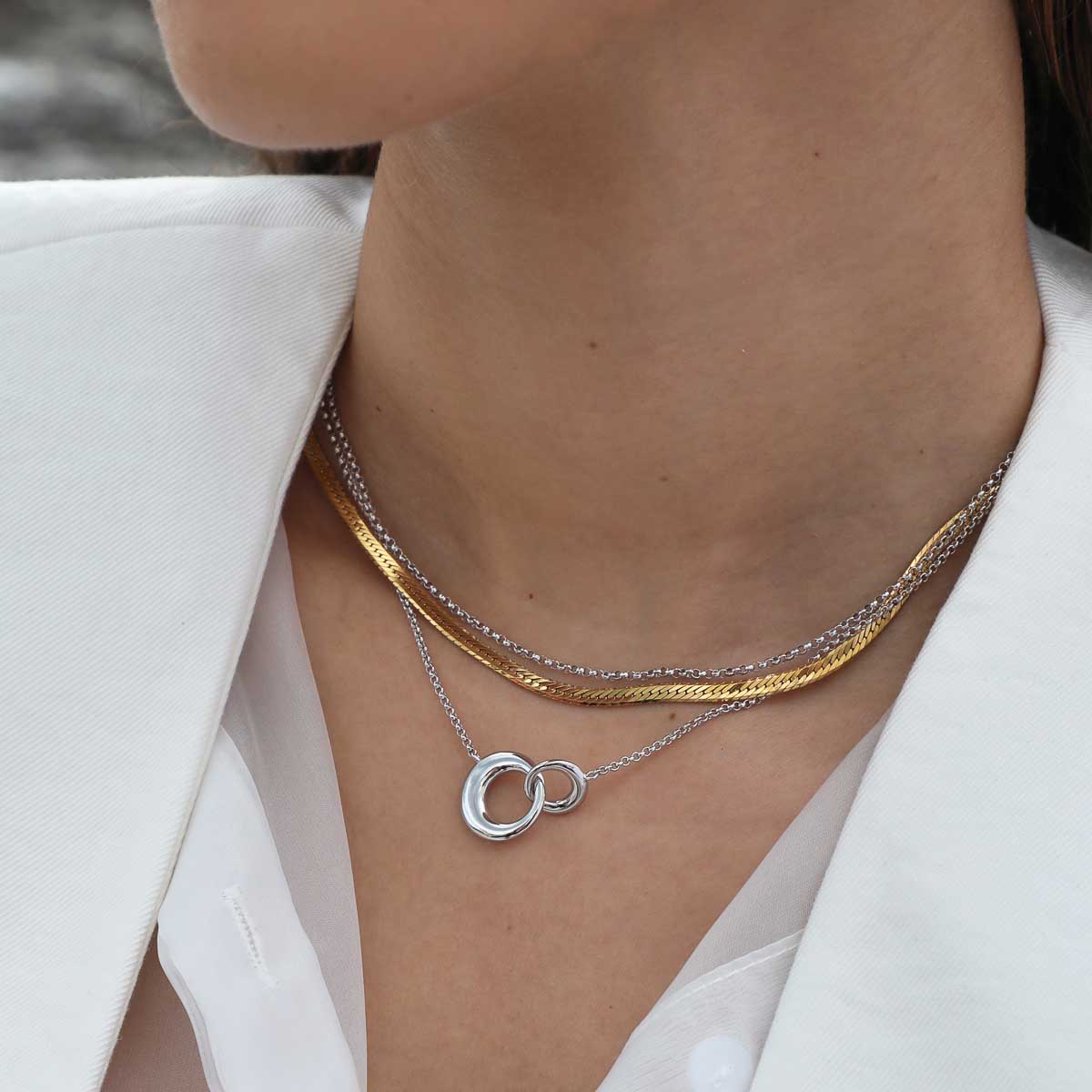 Necklaces & Bracelets - Dome Link Necklace in Silver - Pendant Necklace - Astrid &amp; Miyu