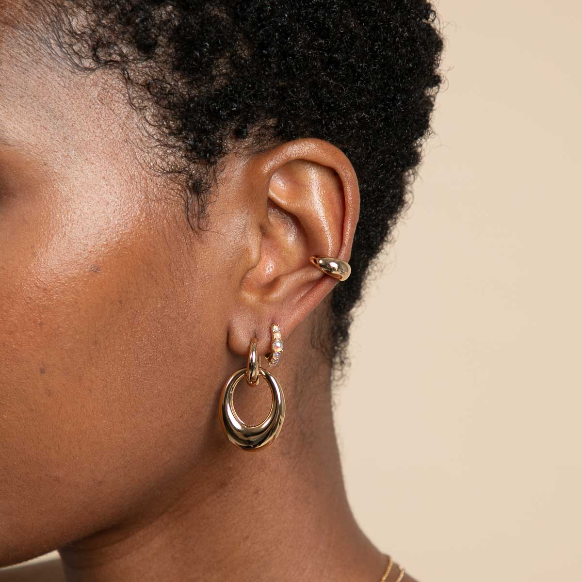 18k Gold Plated Jewellery - Moonstone Huggies in Gold - Huggies - Astrid &amp; Miyu