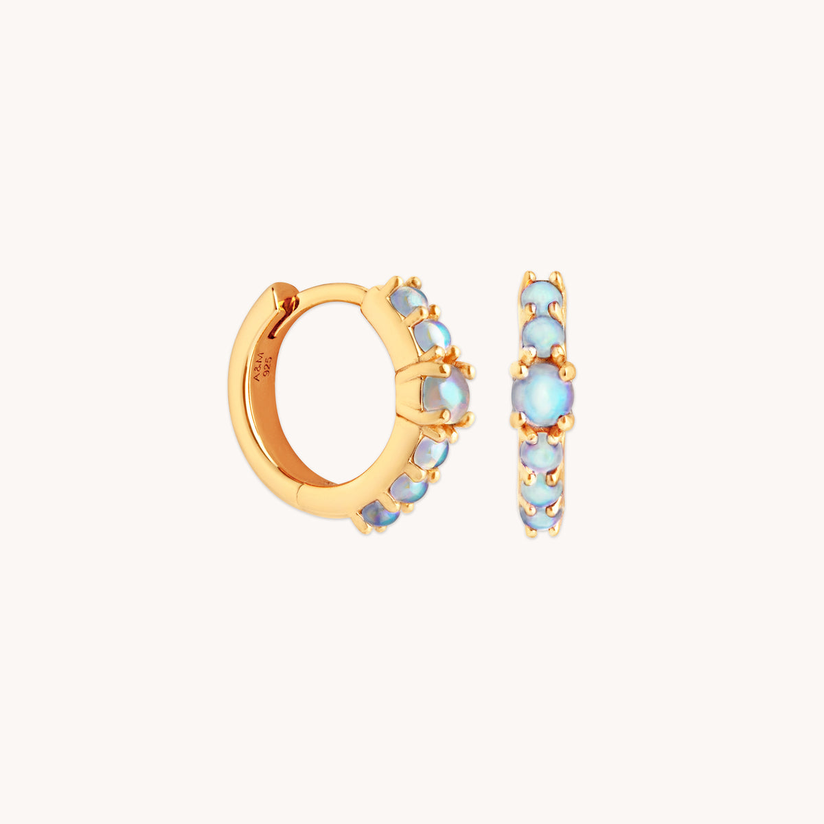 18k Gold Plated Jewellery - Moonstone Huggies in Gold - Huggies - Astrid &amp; Miyu