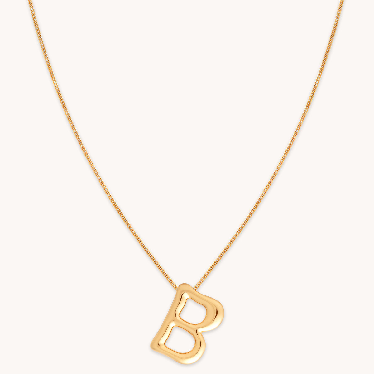 18k Gold Plated Jewellery - B Initial Bold Pendant Necklace in Gold - Pendant Necklace - Astrid &amp; Miyu